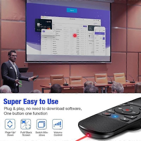 2.4G Trådlös Presentatör Laserpekare USB Presentation Fjärrkontroll med Luftmus för Powerpoint /Laptop/Dator