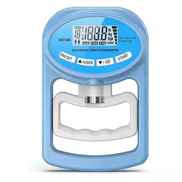 Elektronisk handdynamometer - Digital display greppstyrketestare, bärbart träningsverktyg, fysioterapi- och träningsutrustning Blue