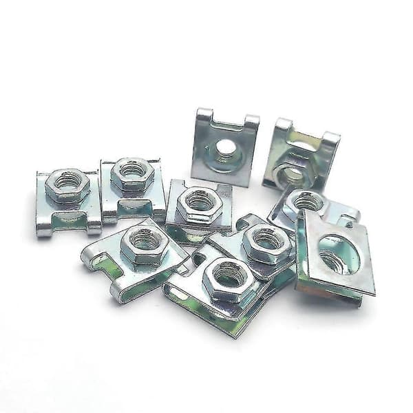 10 st U-formade clips med mutter M6 6mm klämmutter för motorcykel skoter ATV moped