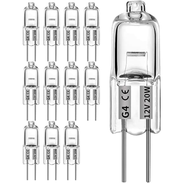 G4 halogenpærer 12V - Varmhvit 20W 12pcs