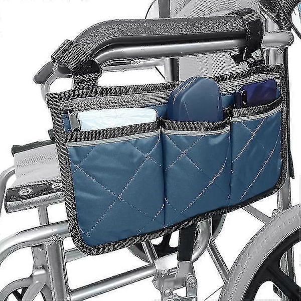 Rullestolveske med lommer, Universal Vanntett Armlene Sideveske Rullestol Sideorganisator Oppbevaringsveske Armlenepose, 1 stk GuanGuan dark blue
