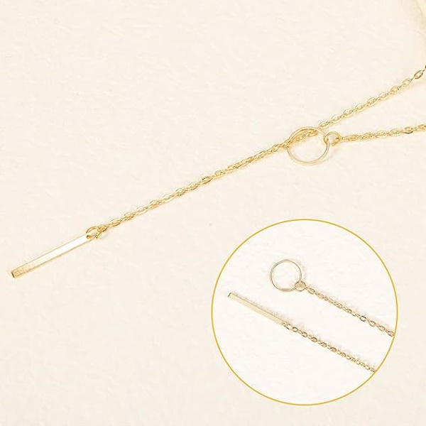 Lang Halskæde, Lange Guld Halskæder til Kvinder Elegant Halskæde Dråbe Halskæde Y Halskæde til Kvinder Piger Fest Bryllup Galla (Cirkel)