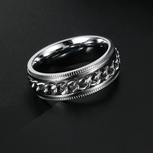 Anti-stressring med roterande kedja Silver Storlek 11 Silver Storlek 11