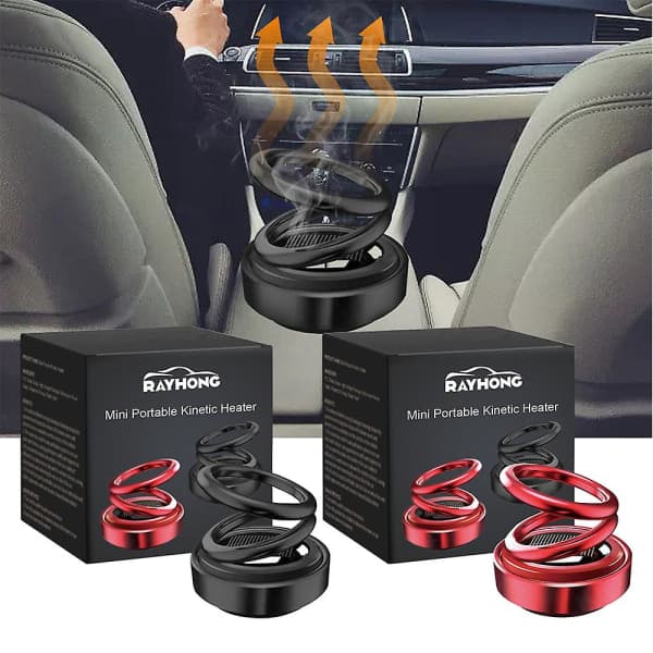Bærbar kinetisk mini-varmer - Automatisk roterende - Mini Solar dobbel ring 1PCS black