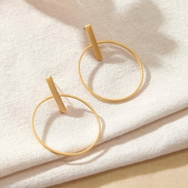 Pläterad geometrisk cirkel Drop örhängen Enkel stil smycken för kvinnor