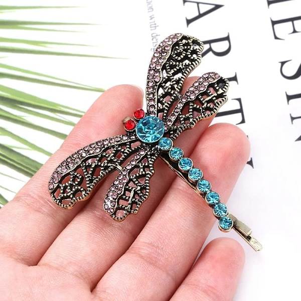 Dragonfly Hårspenne Retro Hårklipp Halloween Spøkelse Mamma Retro Dragonfly Hårspenne Klipp Søt Krystall Dyr Hårspenne
