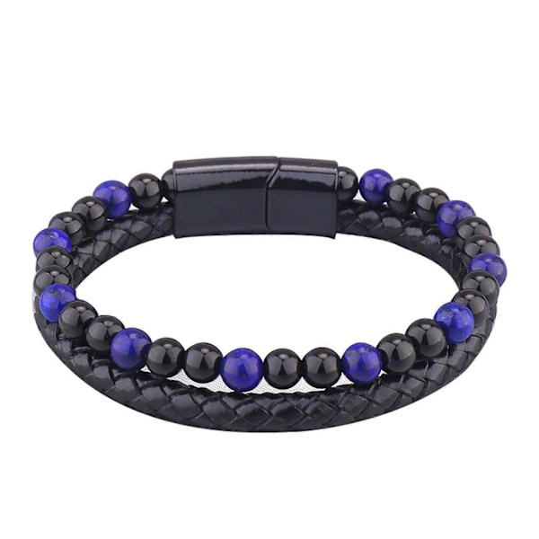 Herrar Pärl Läder Armband Natursten och Läder Armband för Män Presenter 1