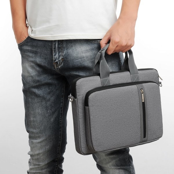 Stötsäker Laptopväska 13.3 14 15.6 Tum Axelväska Handväska Fodral för Macbook Air Pro Kvinnor Män Beige - 2