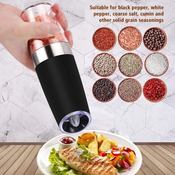 2 Elektriske Salt- og Pepperkverner Saltkvern Krydderkvern LED