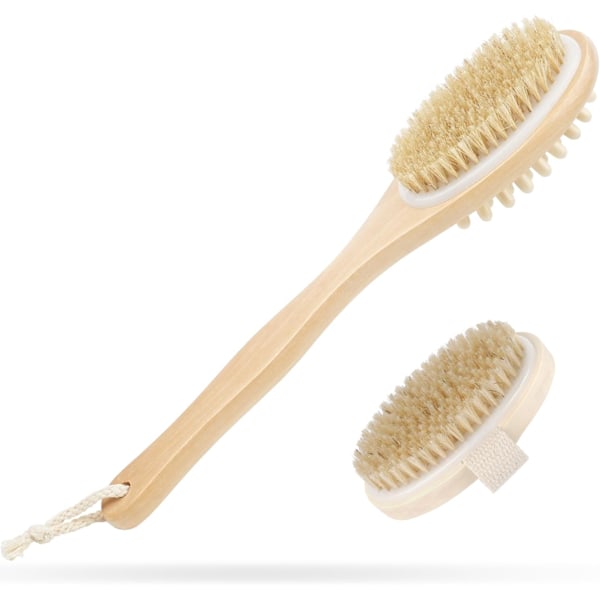 Ryggborste, 2 st dubbelsidig borste med långt handtag och badborste för män och kvinnor - Exfolierande hud, stimulerar blodcirkulationen
