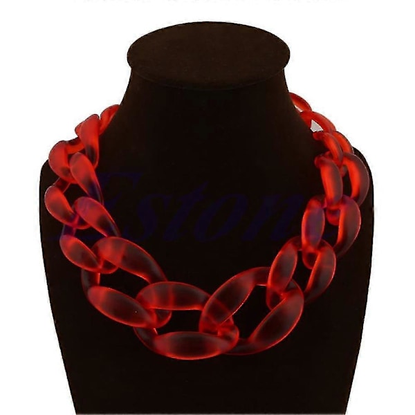 Akryl Krage Chunky Choker Statement Bib Kjede Halskjede Vedheng Red