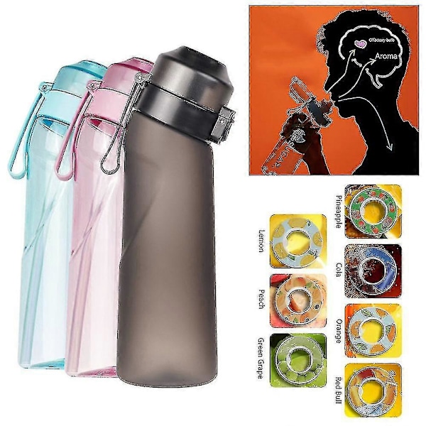 Vattenflaska med luftarom - Smakpods för att dofta upp vattenkoppen - Ny sportvattenflaska - Utomhusidrott - Fitness - Mode - Smaker - Vattenkopp 2X Random Scent Rings Blue