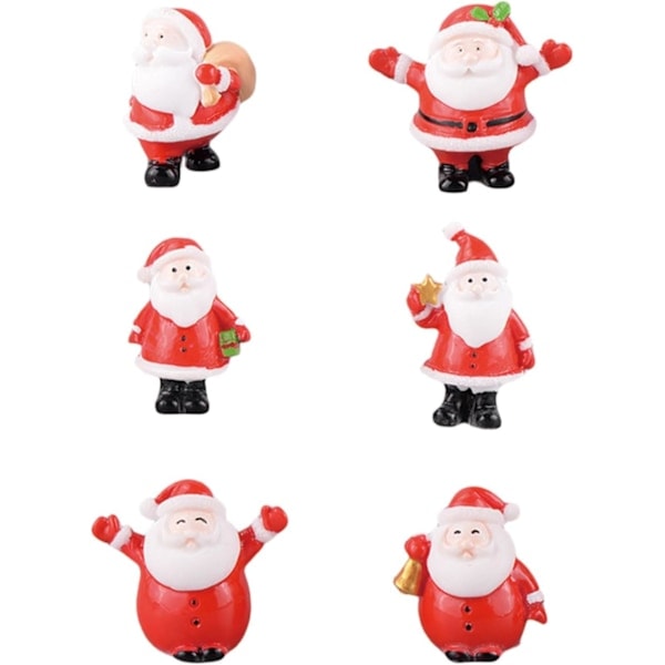 Julenissen Mini Juletrepynt Juleminiatyrpyntsett Søte Resin Julenisse Figurer Mikro Landskap Ornament Dekor