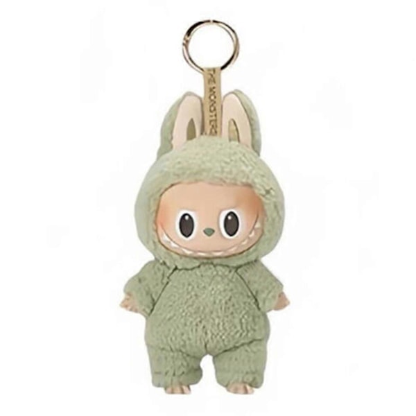 Labubu Macaron Monster Nøkkelring Den spennende monsterets Macarons Vinyl Face Plysch Nøkkelringer Kunst Samlerleker Gaver Green Fruit