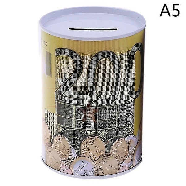 Euro Dollar Sparegris Sylindrisk Sparebøsse for Myntinnskudd 7,5x11 200 Euro Appearance