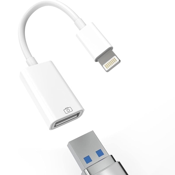 iPhone-sovitin USB:lle - USB 2.0 naaris liitäntään Lightning - OTG valkoinen