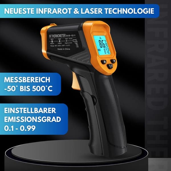 WAAGEMANN Infrarød Lasertermometer -50°C - 500°C Pyrometer