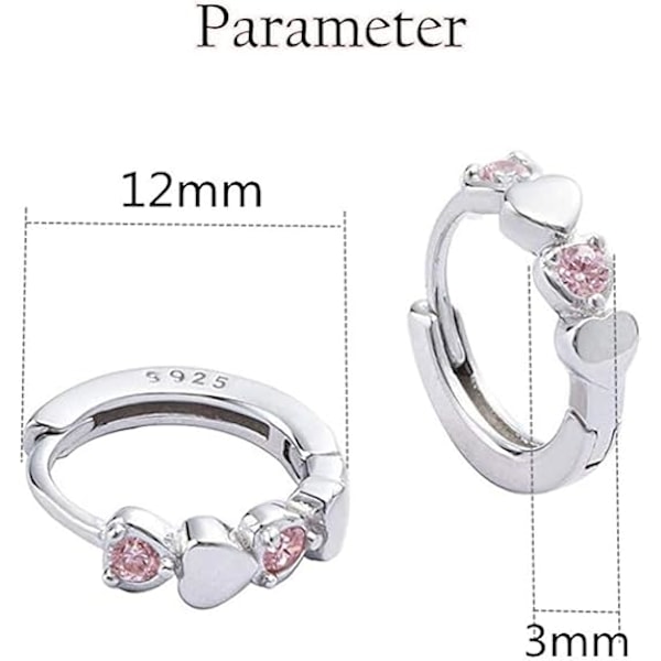 Dubbla Hjärtformade Cubic Zirconia Sovsmå Högörhängen för Kvinnor Tonårsflickor Sterlingsilver Brosk Små Söta