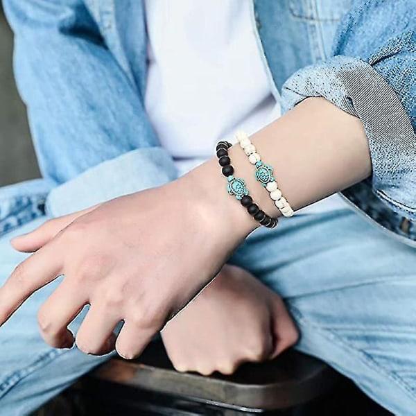 Havssköldpadds Pärlor Armband Turkos Simulering Natute Sten Elastisk Stretch Armband För Kvinnor Män
