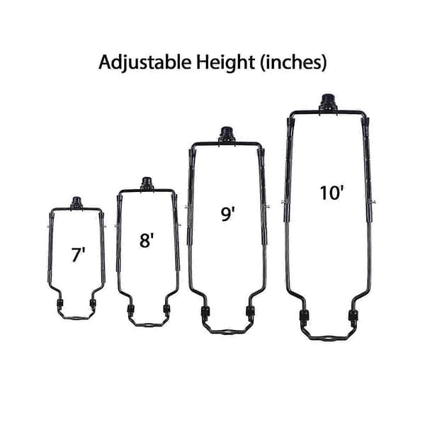 7 tommer Lampeskærm Harpeholder Justerbart Lampesæt E14, E26, E27 Lysbase Adapter Sort Horn Fra