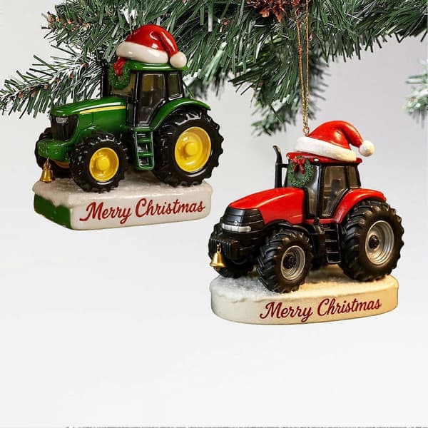 Julgransprydnad Traktor med Tomteluva Charm Festlig Green