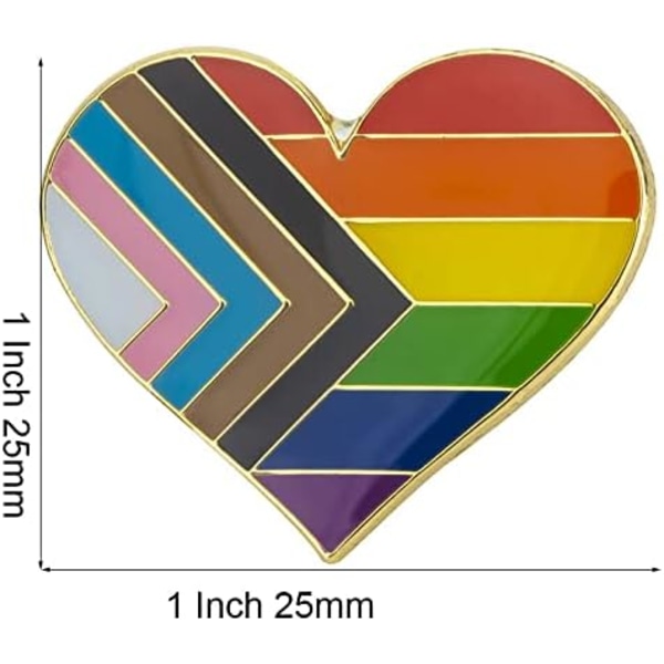 5-pack Bisexuell stolthet hjärtformade knappnålar broscher flaggmärke brosch Progress Heart 5pcs