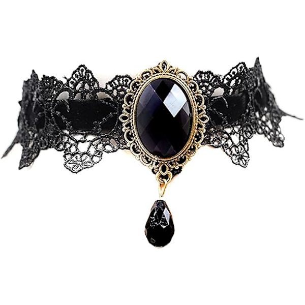 Goottilainen Musta Pitsi Kaulakoru Choker Halloween Vampyyri