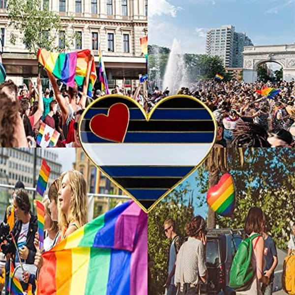 5 kpl Biseksuaalinen ylpeys sydänmuotoinen rintaneula, pinssi, lippu, rintaneula Leather Pride 5pcs