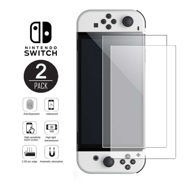 2-pak Nintendo Switch OLED Full Screen Protector i hærdet glas transparent