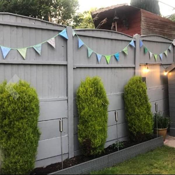 36 st blå tyg vimpel banner, 10 m dubbelsidig bomulls vimpel, triangel flag girlang, blommig vimpel vimplar för bröllop födelsedagsfester Green
