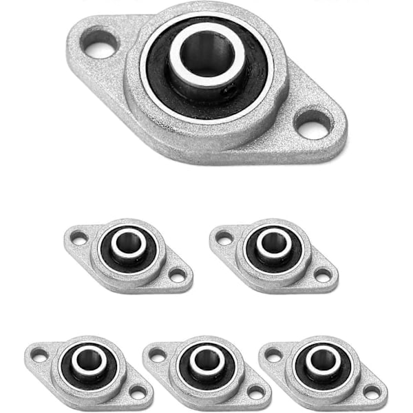 6 stk. KFL08 Flange Kuglelejer, 8mm leje, Zinklegering, til 3D-printer