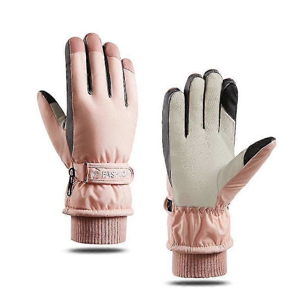 Hiihtohanskat - Vedenpitävät hengittävät lumilautailuhanskat, lämpimät talviset lumihanskat, sopivat sekä miehille että naisille PINK