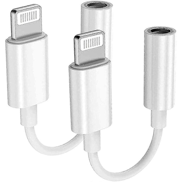 2 kpl - Apple Lightning - 3,5 mm kuulokeliitäntäadapteri, Aux-äänikuulokkeet/kuulokeliitäntä, stereokaapeli iPhone 7/7 Plus/8/8 Plus/X/XS -puhelimille