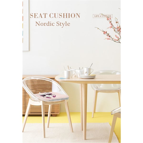 Rund linnekudde stolsdyna, quiltad sittdyna nordiskt djur mönster golv tatami bekväma soffa matstolar kuddar