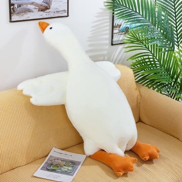 Jättestor Vit Gås Plyschleksak Stor Anka Docka Stort Gosedjur Mjuk Plysch Kudde Kuddar för Barn Flickor Baby (50cm) Vit 130cm 130cm