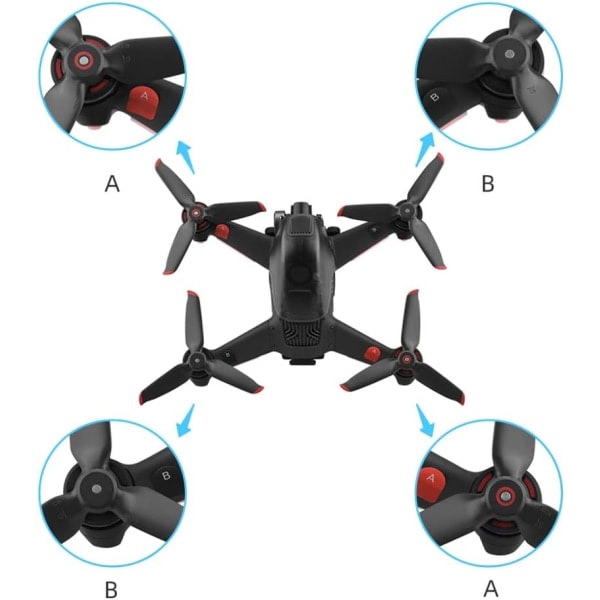 2 paria FPV-potkureita, jotka ovat yhteensopivia DJI FPV Combo -dronen kanssa, potkurin lavat View Drone UAV -nelikopterille 4K-kameralla - Punainen reuna