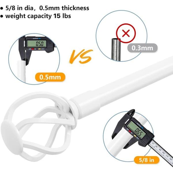 Vit Gardinstång - 1 Styck - 16mm Matt Metall - Utdragbar 68-157cm - Vardagsrum, Sovrum, Kök - Fi