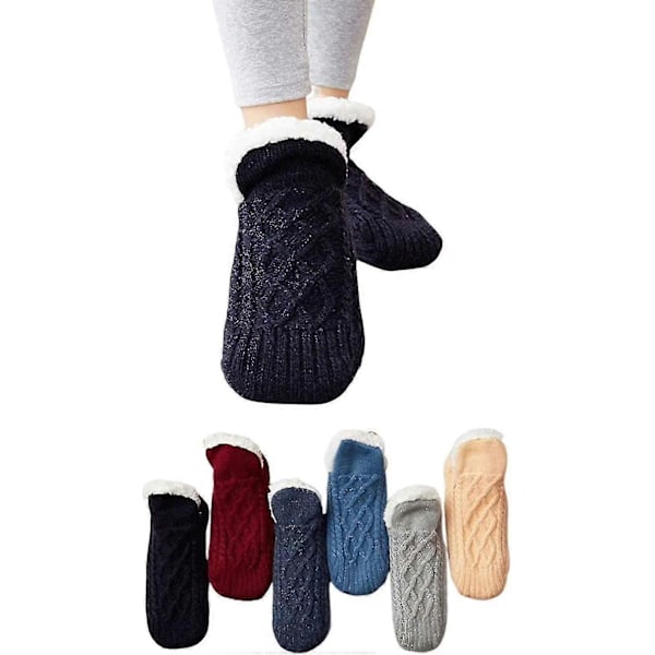 1 Par Vævede Indendørs Sokker Sutsko i Velour, Skridsikre Termosokker til Indendørs Brug, Farvel til Følelsesløshed, Hævelse Black M for EU Size 40-42