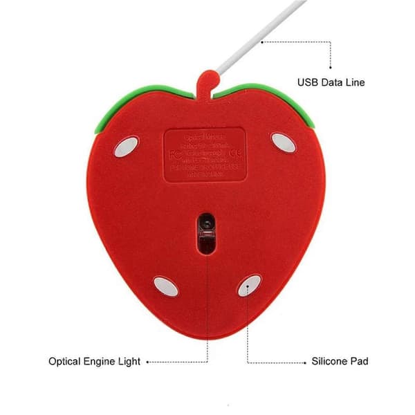Mini Jordbær Kablet Mus Optisk USB Ergonomisk Kablet Spilmus Mus Optisk Computermus til PC Laptop Computer