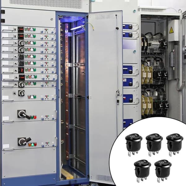 Rund 3-posisjons vippebryter, svart, robust materiale, IP65 vanntett, 12V kontroll, kjøretøy og
