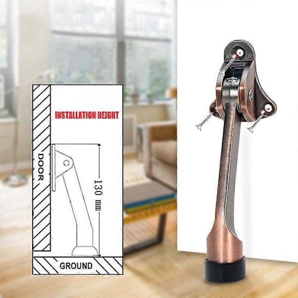 Kickdown Dørstopp Premium Holder Dørstopp Heavy Duty Metall Stativ For Hjem Tyngre Dør Red Bronze