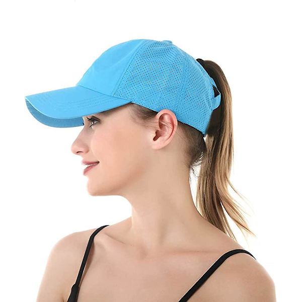 Baseballcaps med kryss-ponytail for kvinner Blue