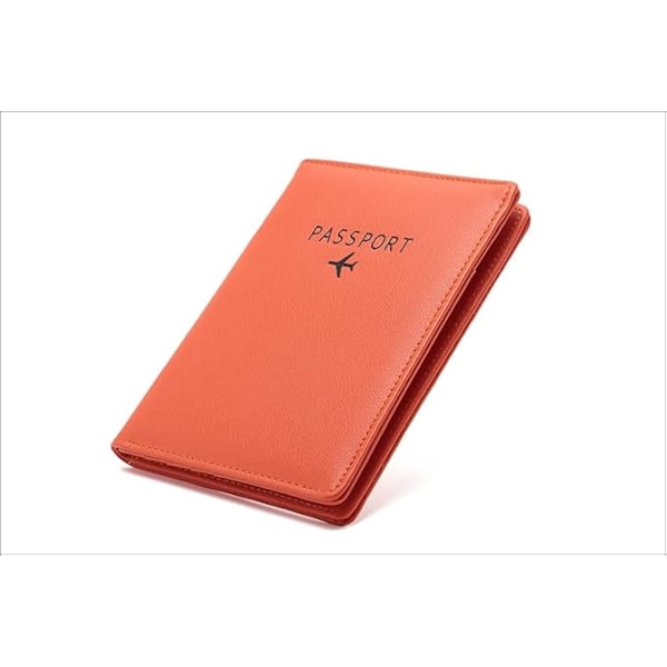 Läder Resepassfodral Passfodral Blockering, Läder Kortfodral, Resedokument Organizer Fodral Orange