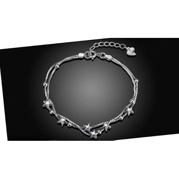 Mini Stjärn-Armband Justerbart Charm Smycke Present till Kvinnor Pärlor och Stjärnor Dubbellagrigt Boxkedja