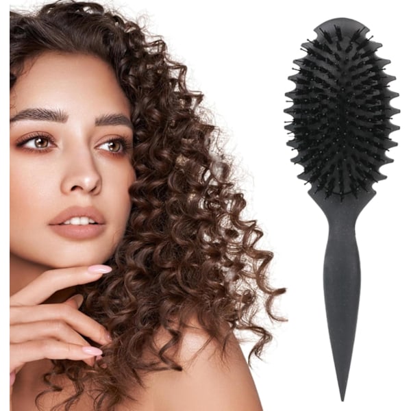 1 st Curlförbättrande Borste Allround Hårkam Definierande Mjuka Borst Hårbottenmassage Luftkudde Lockig Formgivning Styling Black