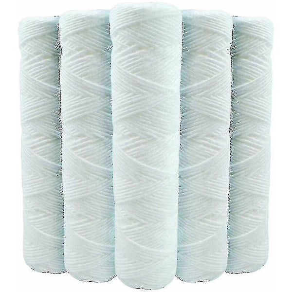 Set med 5 lindade vattenfilterpatroner anti-sediment 9 3/4 tum - 5 mikron kompatibla med 10 tum