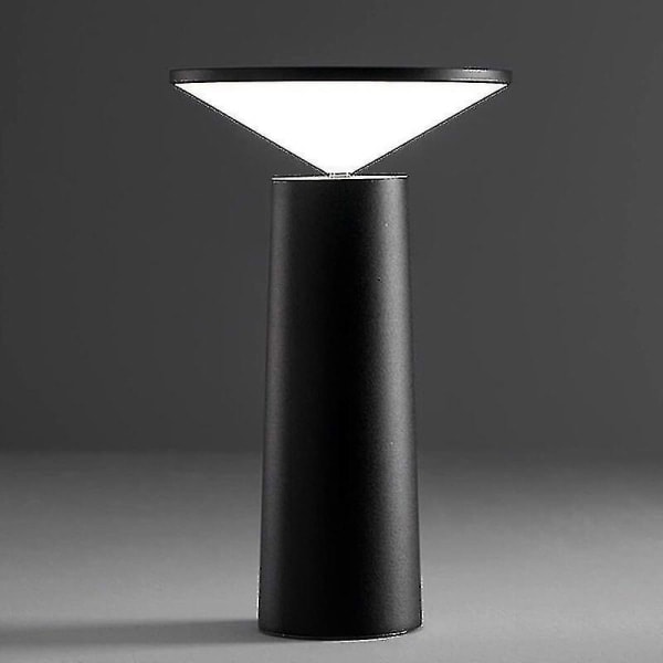 Johdoton LED-pöytävalaisin, ladattava pöytävalaisin himmennettävällä kosketusohjauksella, 3 väriä, sisä-/ulkokäyttöön, ravintola, baari - Musta