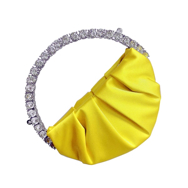 Naisten Elegantti Iltapuku-Kukkaro Kiillotetulla Pyöreällä Kahvalla Yellow
