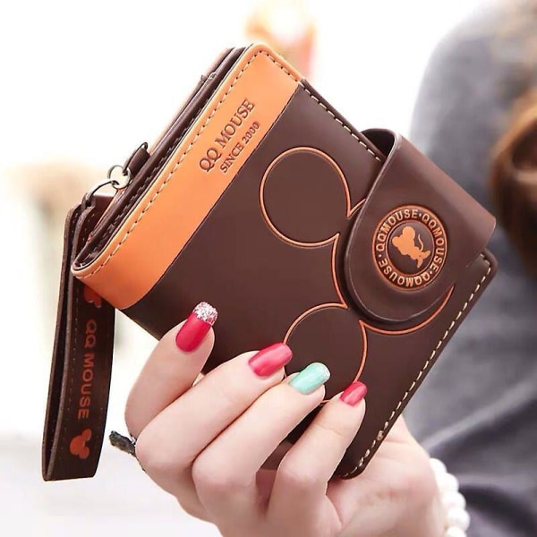 Kvinnor plånbok myntväska kort blixtlås koreansk stil pu mjuk söt tecknad student dam korthållare coffee