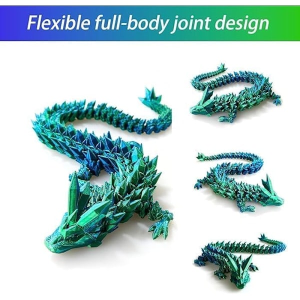 3D-printat Drakägg, Kristalldrake i Drakägg, Överraskningsägg, LED-Drake, Gåva till Pojkar och Flickor Blue Green